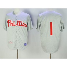 MLB Philadelphia Phillies 1 Chuck Klein 1950 Gray Wool Throwback Stitched Cooperstown Collection Mitchell And Ness Men Jersey