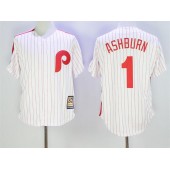 MLB Philadelphia Phillies 1 Richie Ashburn White Pinstripe Majestic Cool Base Cooperstown Collection Men Jersey