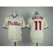 MLB Philadelphia Phillies 11 Jimmy Rollins Cream Cool Base Men Jersey