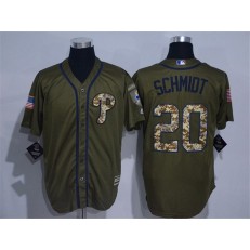 MLB Philadelphia Phillies 20 Mike Schmidt Green Salute to Service Cool Base Stitched Men Jersey
