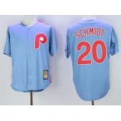 MLB Philadelphia Phillies 20 Mike Schmidt Light Blue Majestic Cool Base Cooperstown Collection Men Jersey
