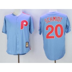 MLB Philadelphia Phillies 20 Mike Schmidt Light Blue Majestic Cool Base Cooperstown Collection Men Jersey