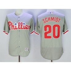 MLB Philadelphia Phillies 20 Mike Schmidt Retired Gray Road 2016 Flexbase Majestic Baseball Men Jersey