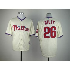 MLB Philadelphia Phillies 26 Chase Utley Cream Cool Base Men Jersey