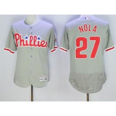 MLB Philadelphia Phillies 27 Aaron Nola Gray Road 2016 Flexbase Majestic Baseball Men Jersey