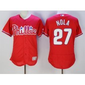 MLB Philadelphia Phillies 27 Aaron Nola Red Flexbase 2016 Player Men Jersey