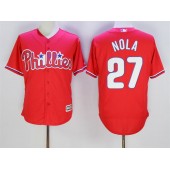 MLB Philadelphia Phillies 27 Aaron Nola Red New Cool Base Men Jersey