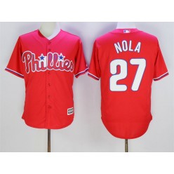 MLB Philadelphia Phillies 27 Aaron Nola Red New Cool Base Men Jersey