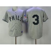 MLB Philadelphia Phillies 3 Chuck Klein 1942 Gray Wool Throwback Men Jersey