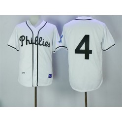 MLB Philadelphia Phillies 4 Lenny Dykstra White 1945 Throwback Mitchell And Ness Men Jersey