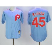 MLB Philadelphia Phillies 45 Tug McGraw Light Blue Majestic Cool Base Cooperstown Collection Men Jersey
