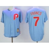 MLB Philadelphia Phillies 7 Maikel Franco Light Blue Majestic Cool Base Cooperstown Collection Men Jersey