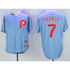 MLB Philadelphia Phillies 7 Maikel Franco Light Blue Majestic Cool Base Cooperstown Collection Men Jersey
