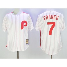 MLB Philadelphia Phillies 7 Maikel Franco White Pinstripe Majestic Cool Base Cooperstown Collection Men Jersey