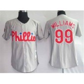 MLB Philadelphia Phillies 99 Mitch Williams Gray Mitchell And Ness Throwback Men Jersey
