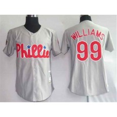 MLB Philadelphia Phillies 99 Mitch Williams Gray Mitchell And Ness Throwback Men Jersey