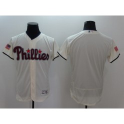 MLB Philadelphia Phillies Blank Cream Fashion Stars & Stripes 2016 Flexbase Independence Day Men Jersey