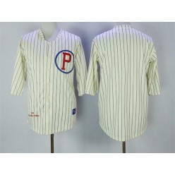 MLB Philadelphia Phillies Blank Cream Strip Mitchell And Ness 1921 Throwback Stitched Men Jersey
