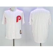 MLB Philadelphia Phillies Blank White Pinstripe Majestic Cool Base Cooperstown Collection Men Jersey