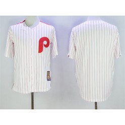 MLB Philadelphia Phillies Blank White Pinstripe Majestic Cool Base Cooperstown Collection Men Jersey