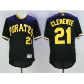 MLB Pittsburgh Pirates 21 Roberto Clemente Black Pullover 2016 Flexbase Majestic Baseball Men Jersey