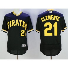 MLB Pittsburgh Pirates 21 Roberto Clemente Black Pullover 2016 Flexbase Majestic Baseball Men Jersey