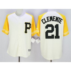 MLB Pittsburgh Pirates 21 Roberto Clemente Cream Gold Exclusive New Cool Base Men Jersey