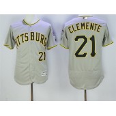 MLB Pittsburgh Pirates 21 Roberto Clemente Gray 2016 Flexbase Majestic Baseball Men Jersey