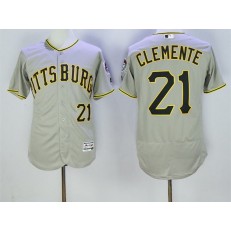 MLB Pittsburgh Pirates 21 Roberto Clemente Gray 2016 Flexbase Majestic Baseball Men Jersey