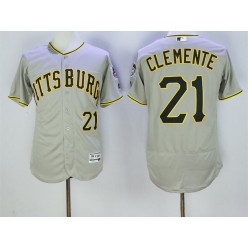 MLB Pittsburgh Pirates 21 Roberto Clemente Gray 2016 Flexbase Majestic Baseball Men Jersey