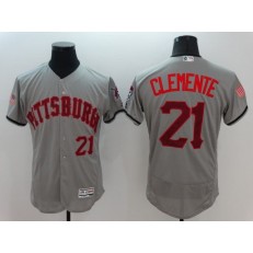 MLB Pittsburgh Pirates 21 Roberto Clemente Gray Fashion Stars & Stripes 2016 Flexbase Independence Day Men Jersey