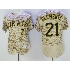 MLB Pittsburgh Pirates 21 Roberto Clemente Retired Camo Collection 2016 Flexbase Majestic Baseball Men Jersey