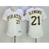 MLB Pittsburgh Pirates 21 Roberto Clemente White Home 2016 Flexbase Majestic Baseball Men Jersey