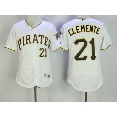 MLB Pittsburgh Pirates 21 Roberto Clemente White Home 2016 Flexbase Majestic Baseball Men Jersey