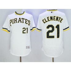 MLB Pittsburgh Pirates 21 Roberto Clemente White Pullover 2016 Flexbase Majestic Baseball Men Jersey