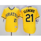 MLB Pittsburgh Pirates 21 Roberto Clemente Yellow Flexbase Authentic Collection Cooperstown Stitched Baseball Men Jersey
