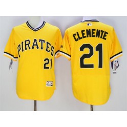 MLB Pittsburgh Pirates 21 Roberto Clemente Yellow Flexbase Authentic Collection Cooperstown Stitched Baseball Men Jersey
