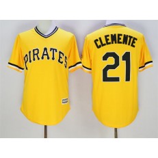 MLB Pittsburgh Pirates 21 Roberto Clemente Yellow New Cool Base Men Jersey