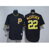 MLB Pittsburgh Pirates 22 Andrew McCutchen Black Team Logo Print Cool Base Men Jersey