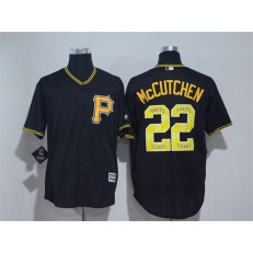 MLB Pittsburgh Pirates 22 Andrew McCutchen Black Team Logo Print Cool Base Men Jersey