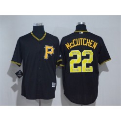 MLB Pittsburgh Pirates 22 Andrew McCutchen Black Team Logo Print Cool Base Men Jersey