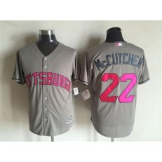 MLB Pittsburgh Pirates 22 Andrew McCutchen Gray With Pink 2016 Mother's Day Baseball Cool Base Men Jersey