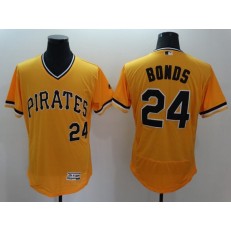 MLB Pittsburgh Pirates 24 Barry Bonds Retired Yellow Pullover 2016 Flexbase Majestic Baseball Men Jersey