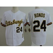 MLB Pittsburgh Pirates 24 Barry Bonds White Cooperstown Collection Men Jersey