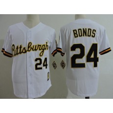 MLB Pittsburgh Pirates 24 Barry Bonds White Cooperstown Collection Men Jersey