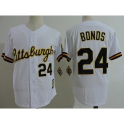 MLB Pittsburgh Pirates 24 Barry Bonds White Cooperstown Collection Men Jersey