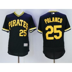 MLB Pittsburgh Pirates 25 Gregory Polanco Black Pullover 2016 Flexbase Majestic Baseball Men Jersey