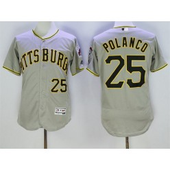 MLB Pittsburgh Pirates 25 Gregory Polanco Gray 2016 Flexbase Majestic Baseball Men Jersey