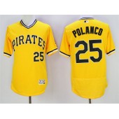 MLB Pittsburgh Pirates 25 Gregory Polanco Yellow Flexbase Authentic Collection Cooperstown Stitched Baseball Men Jersey