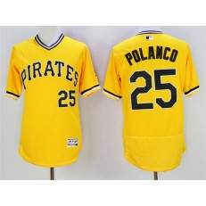 MLB Pittsburgh Pirates 25 Gregory Polanco Yellow Flexbase Authentic Collection Cooperstown Stitched Baseball Men Jersey